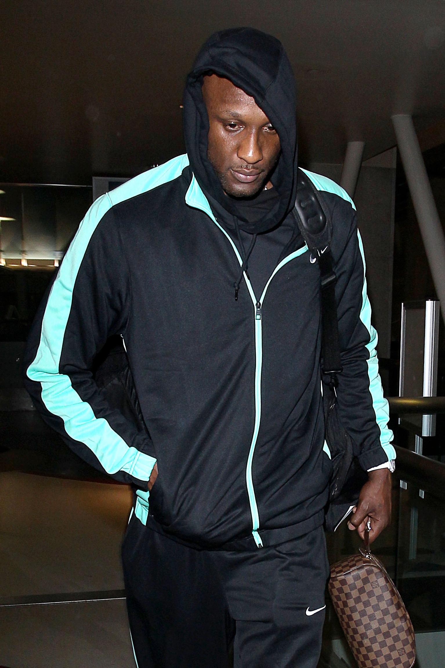 Lamar Odom lands at LAX Airport