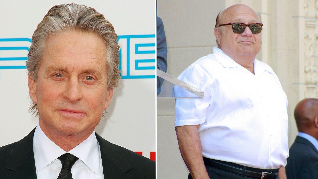 Image of Michael Douglas was helped by Danny DeVito after a snake bit him while filming 'Romancing the Stone.'