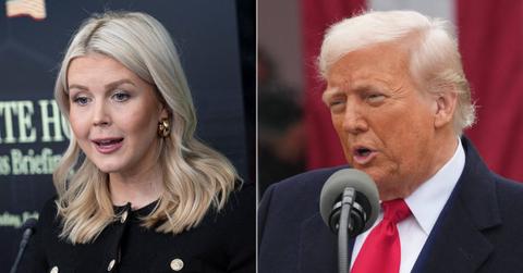 split of Karoline Leavitt and Donald Trump.