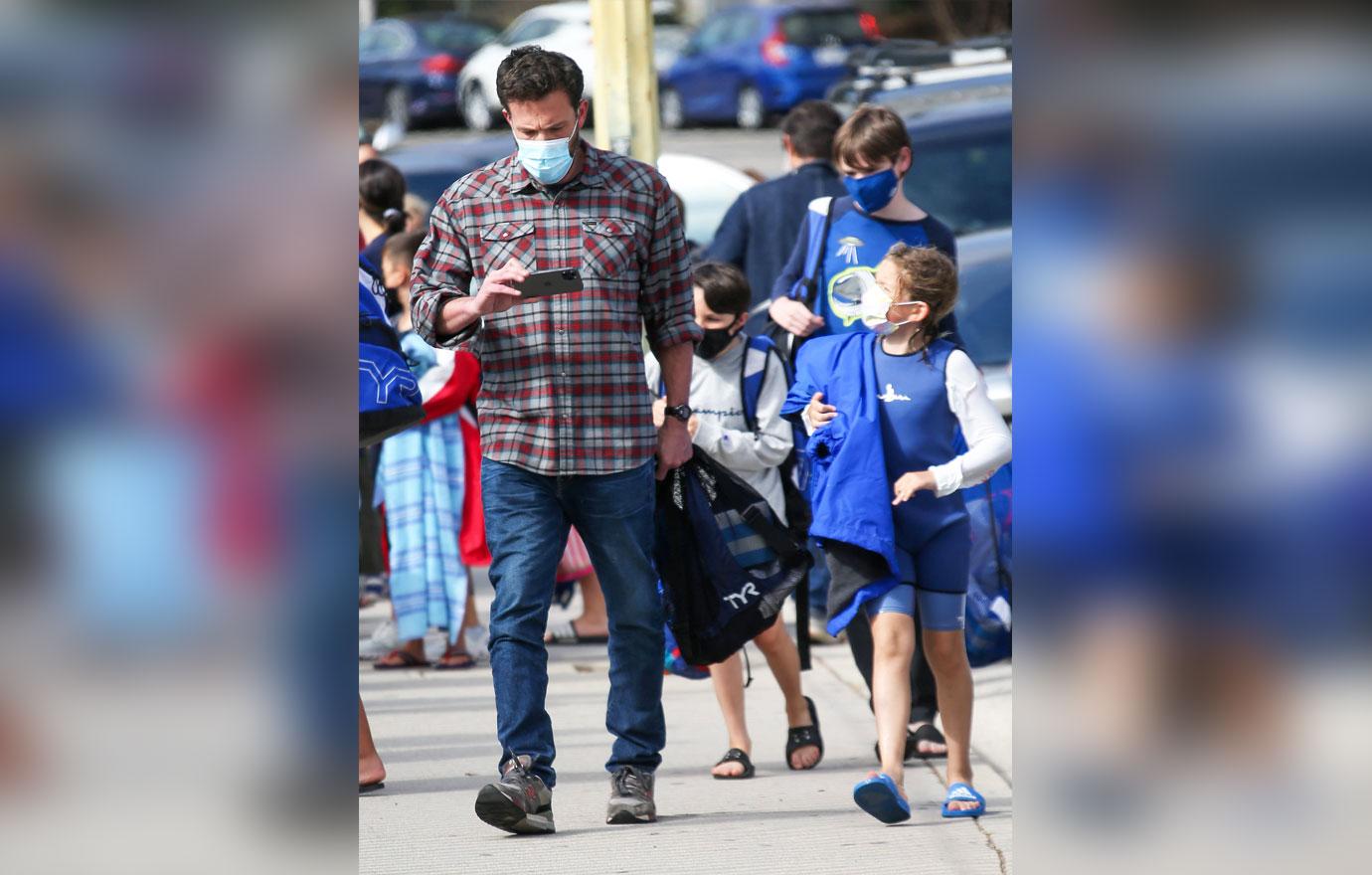 ben affleck picks up his son samuel from swimming practice