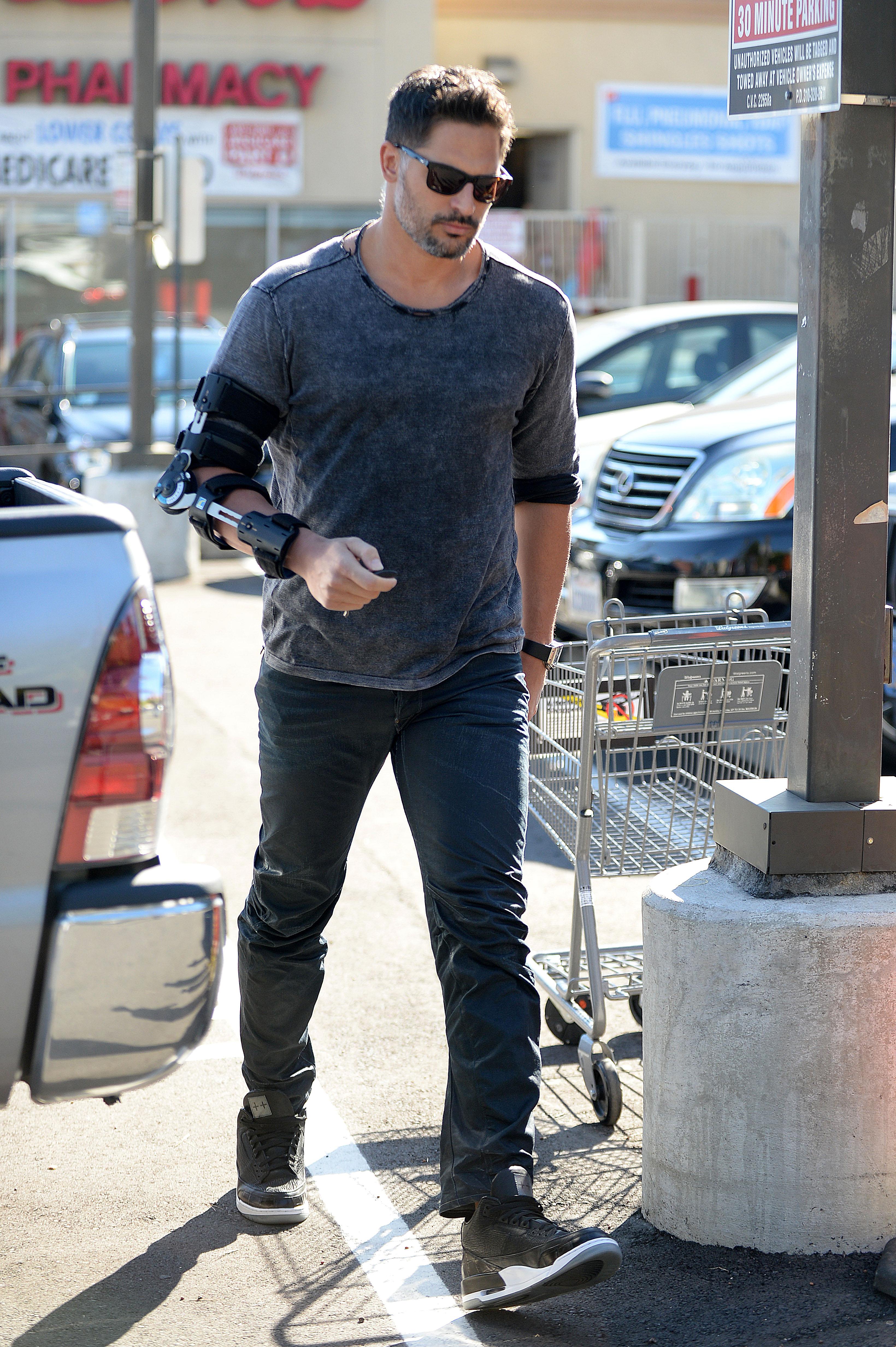 Joe Manganiello returns to his car following a trip to Walgreens in Los Angeles, CA