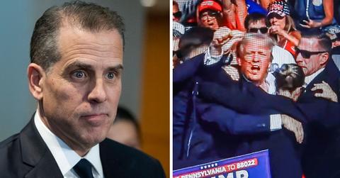 Split photo of Hunter Biden and Donald Trump.
