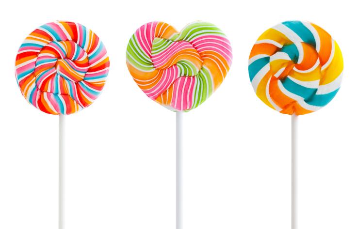 Three Colorful Swirl Lollipops