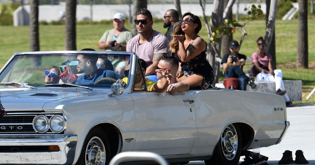 Photo of Nicole “Snooki” Polizzi, Jennifer “JWoww” Farley, Mike “The Situation” Sorrentino, DJ Pauly D, Vinny Guadagnino, Ronnie Ortiz-Magro and Deena Nicole Cortese