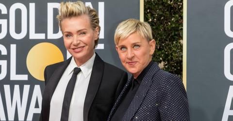 Photo of Portia de Rossi and Ellen DeGeneres.
