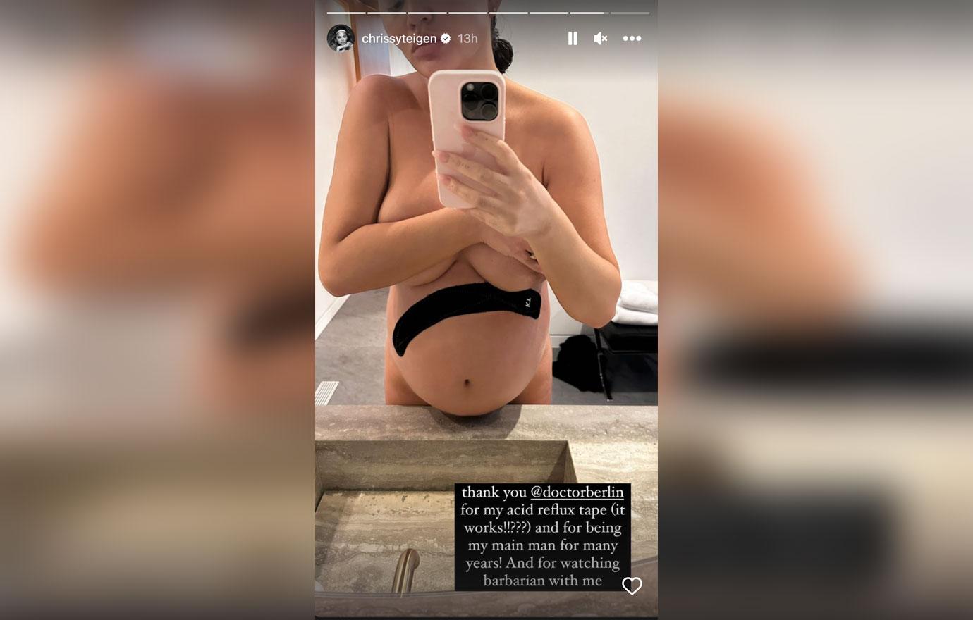 Chrissy Teigen Bares Her Growing Baby Bump In Sexy Nude Selfie