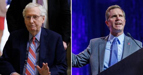 Split image of Mitch McConnell and Andy Beshear