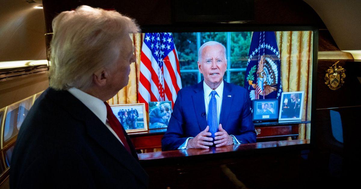 donald trump mocked posing front tv joe biden speech  race