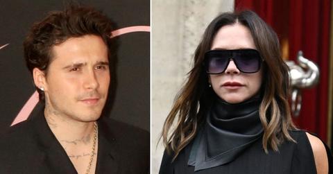 Split photo of Brooklyn Beckham and Victoria Beckham.