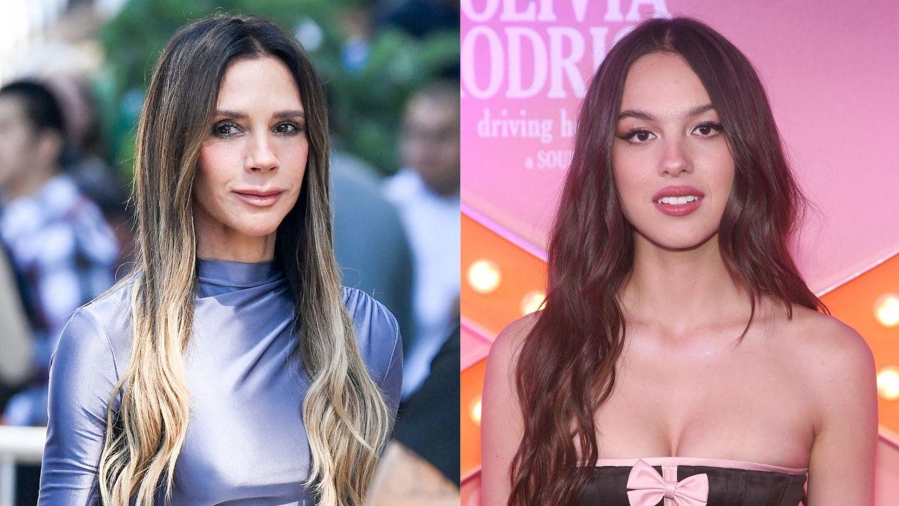 Split image of Victoria Beckham and Olivia Rodrigo.