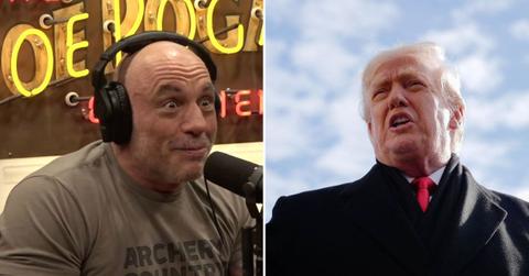Split Image of Joe Rogan and Donald Trump.
