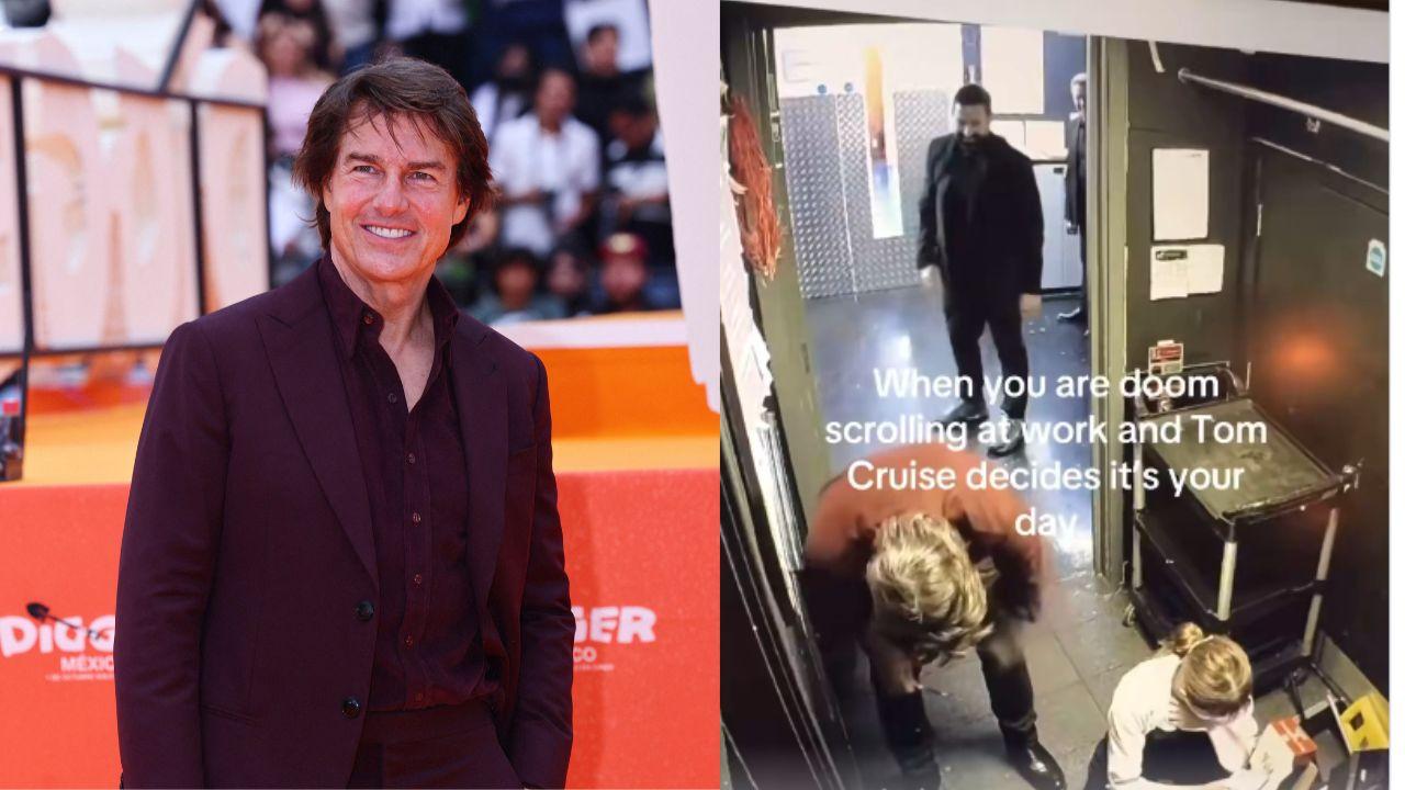 Split image of Tom Cruise and Tom Cruise with Klementina.