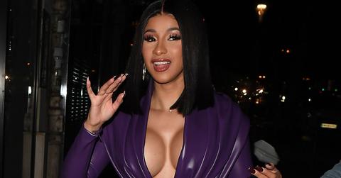 Cardi B Purple Latex Dress Paris Fashion Week