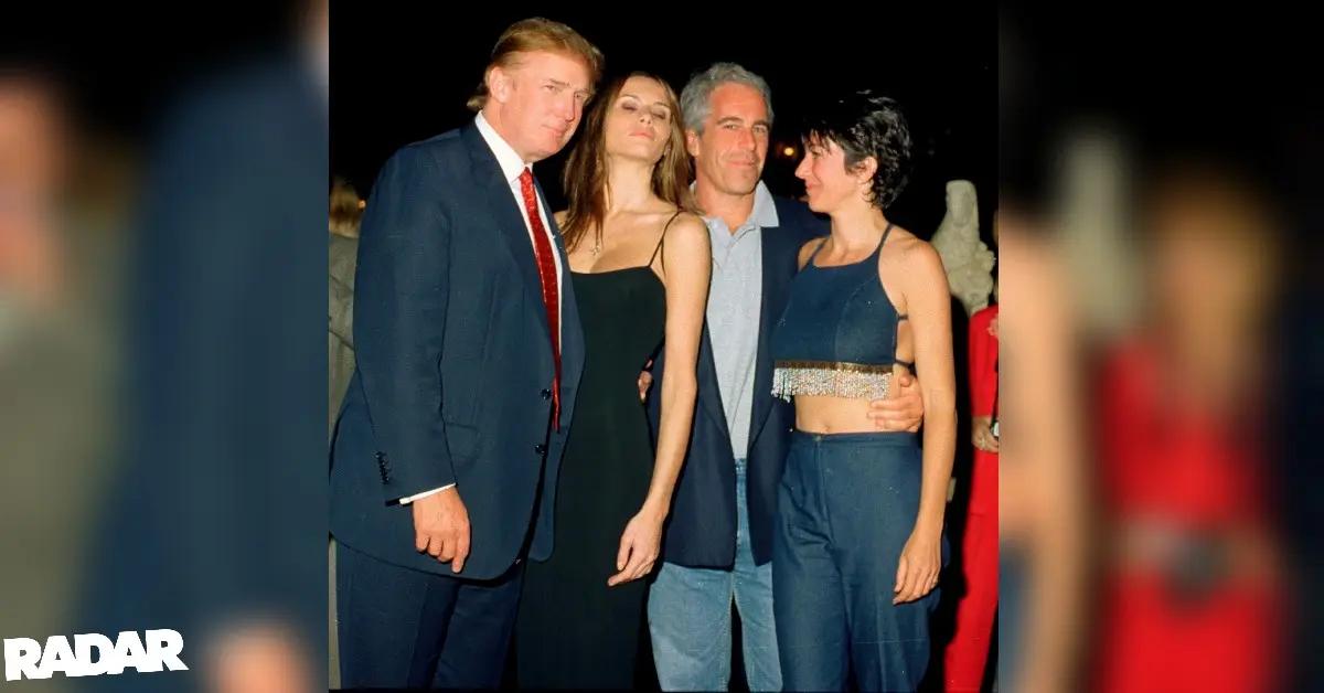 Image of new photos shockingly expose Donald Trump hanging out with Jeffrey Epstein in 2000.