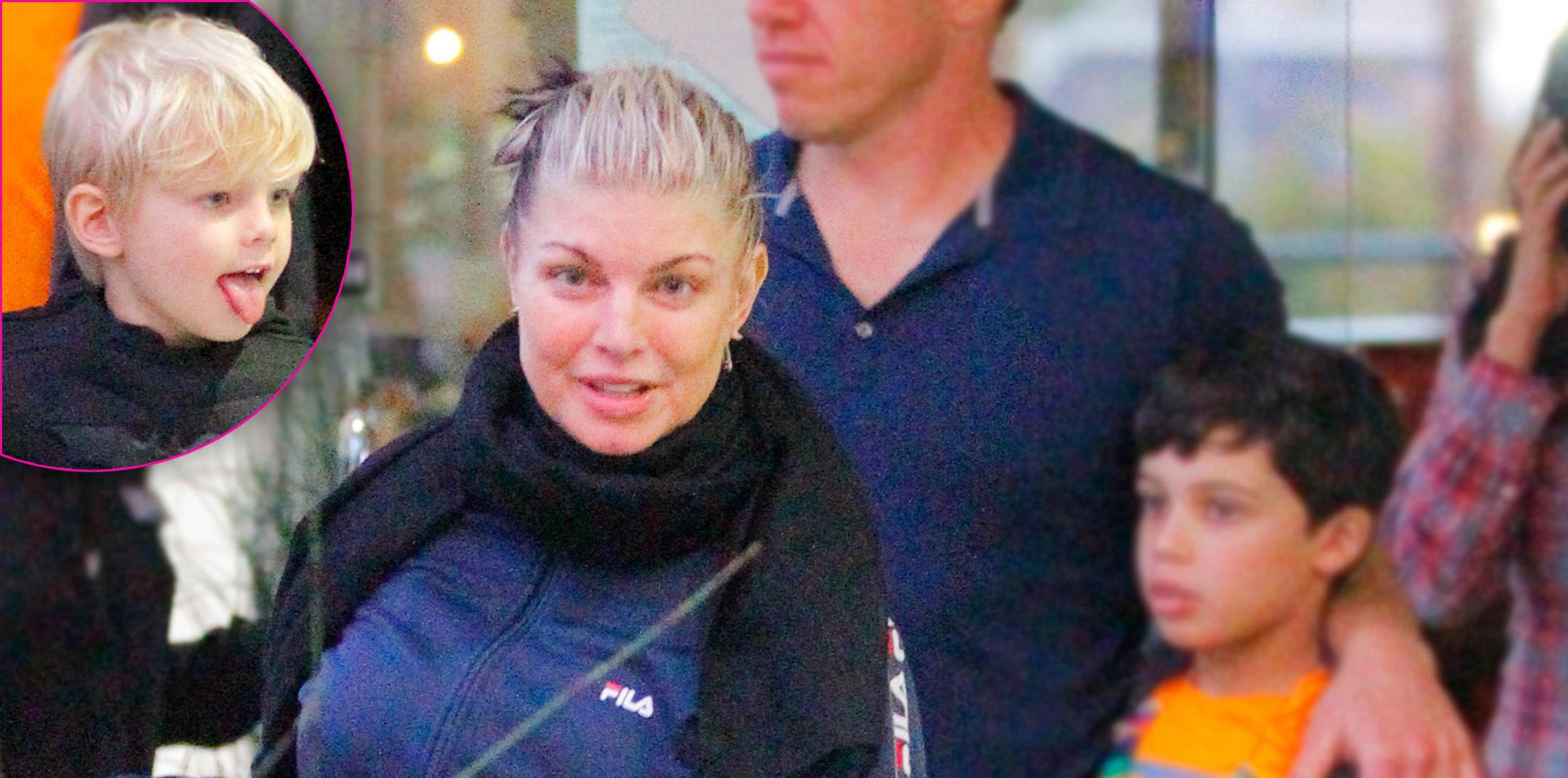 Fergie takes Axl out for a pizza dinner with friends at California Pizza Kitchen