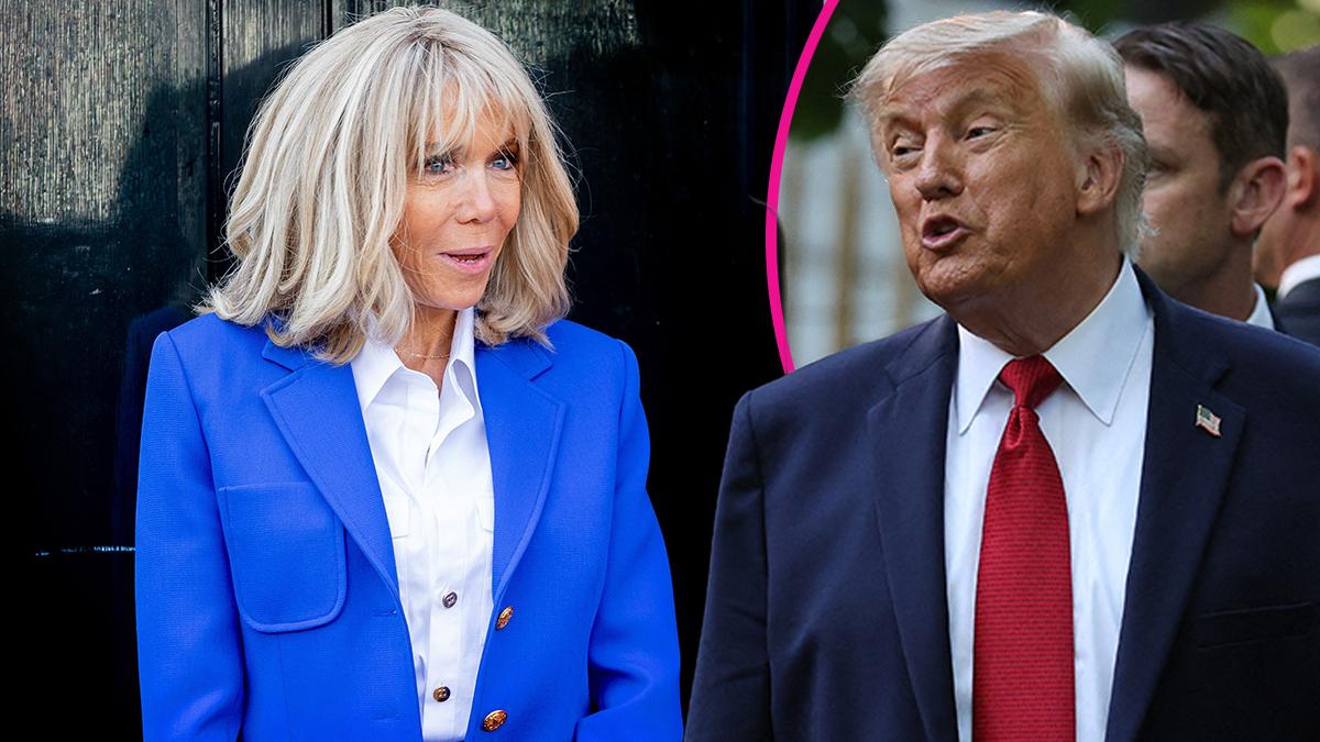 Composite photo of Brigitte Macron and Donald Trump