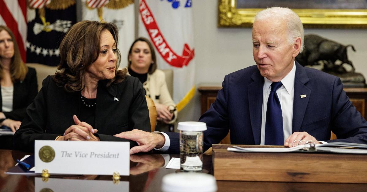 kamala harris over joe biden awkward fire pun la briefing pp