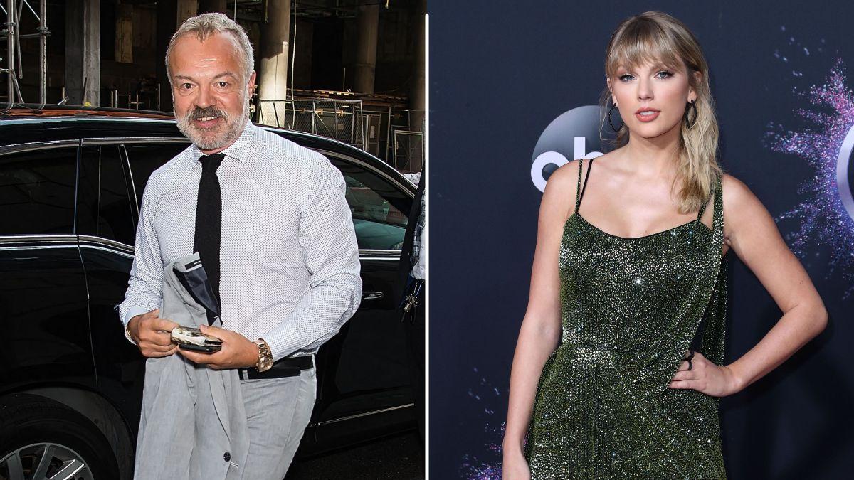 Split photo of Graham Norton & Taylor Swift