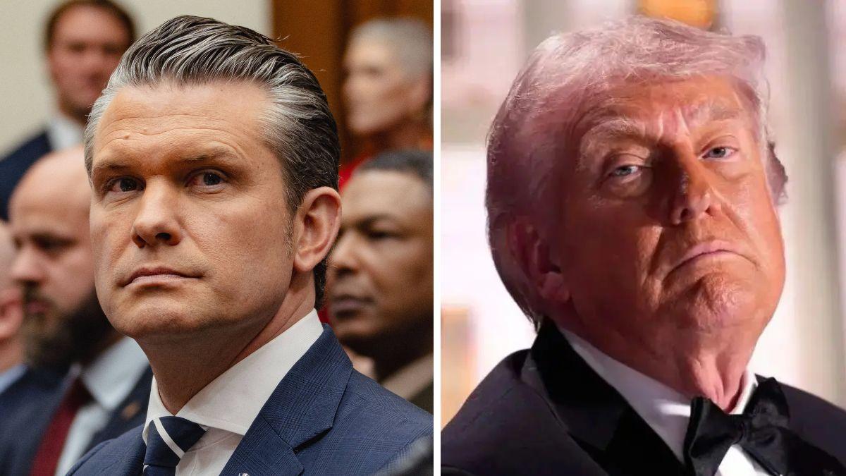 split photo of pete hegseth and donald trump