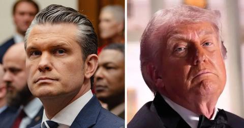 split photo of pete hegseth and donald trump