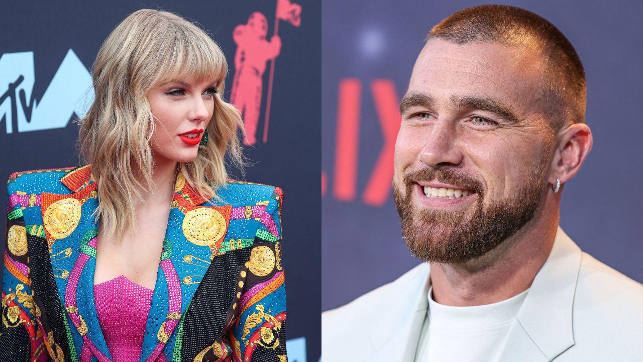 Split image of Taylor Swift and Travis Kelce.