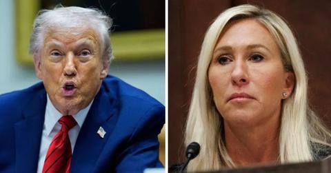 Split photo of Donald Trump and Marjorie Taylor Greene.