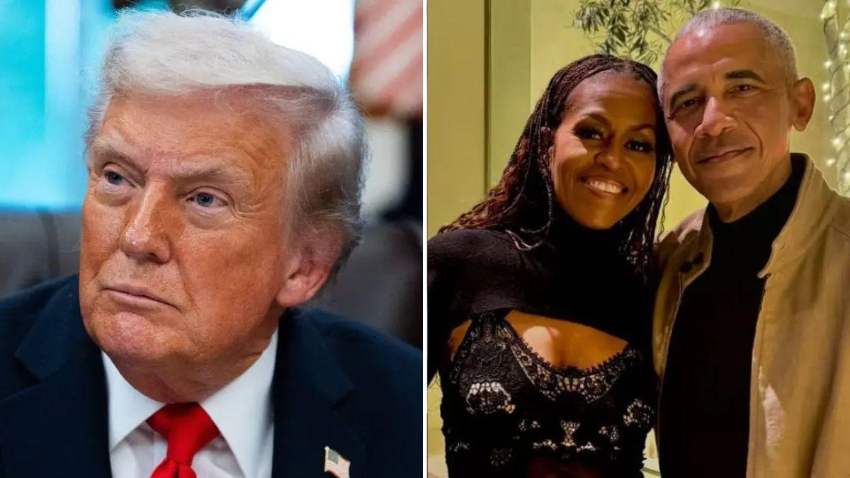 Composite photo of Donald Trump, Michelle Obama and Barack Obama.