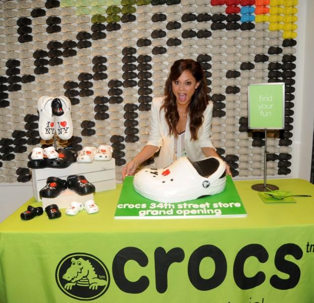 Vanessa Lachey stops at Crocs Cake Creation by Carlo%27s Bakery%2c home of TLC%27s Cake Boss at the 34th Street Grand Opening