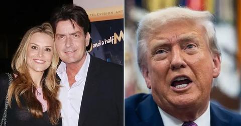 Photo of Brooke Mueller with Charlie Sheen and photo of Donald Trump