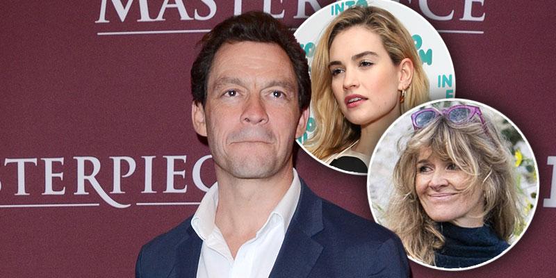 Dominic West Does Damage Control With Wife (inset) After Kissing Lily James (top Inset)