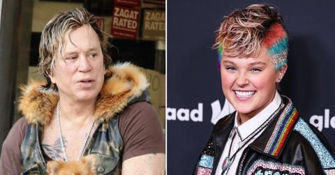 Composite photo of Mickey Rourke and JoJo Siwa