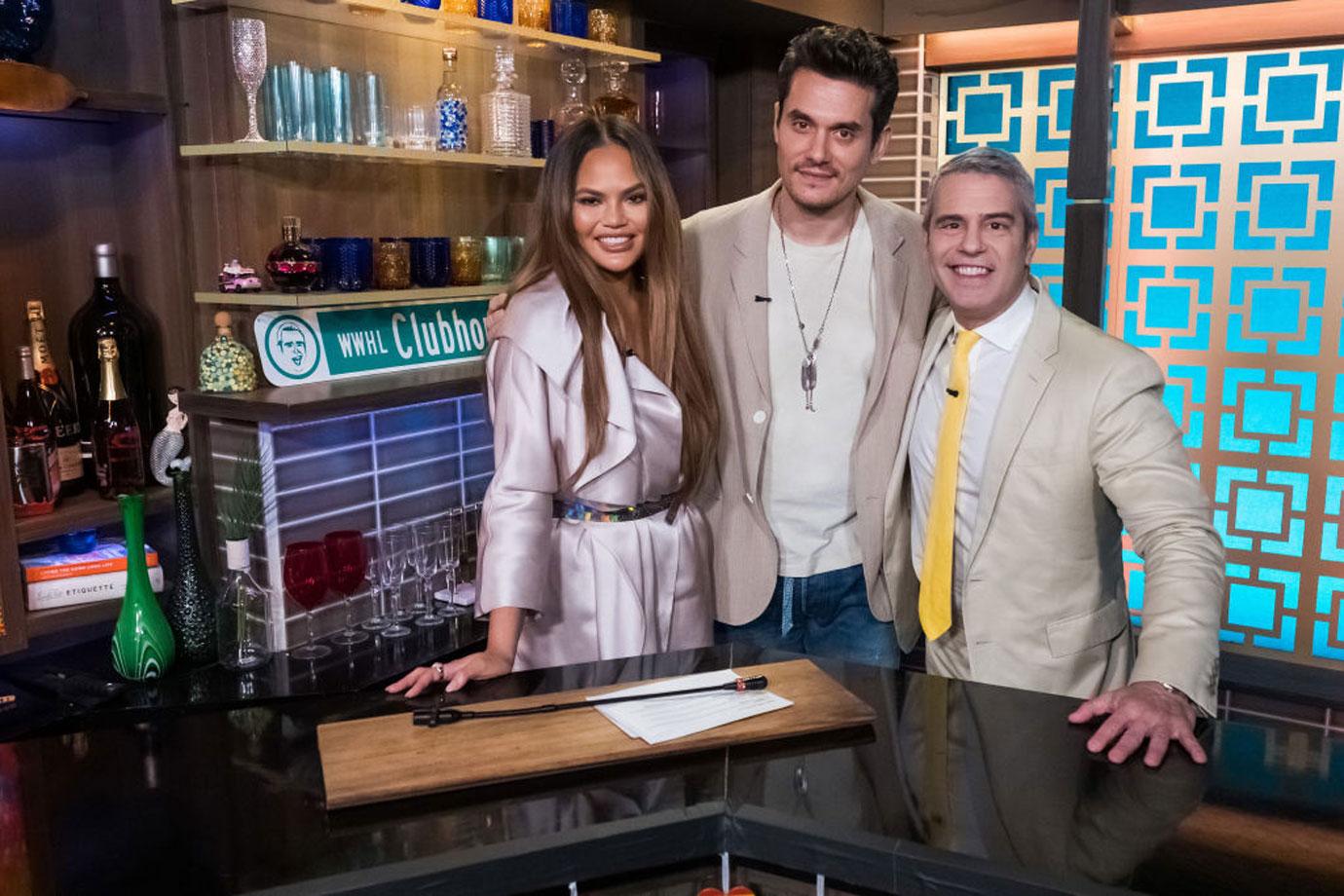 Chrissy Teigen With Andy Cohen And John Mayer Banned 'WWHL' Drunk