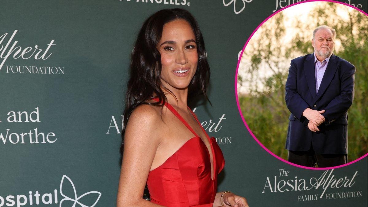image of meghan markle and inset of Thomas markle