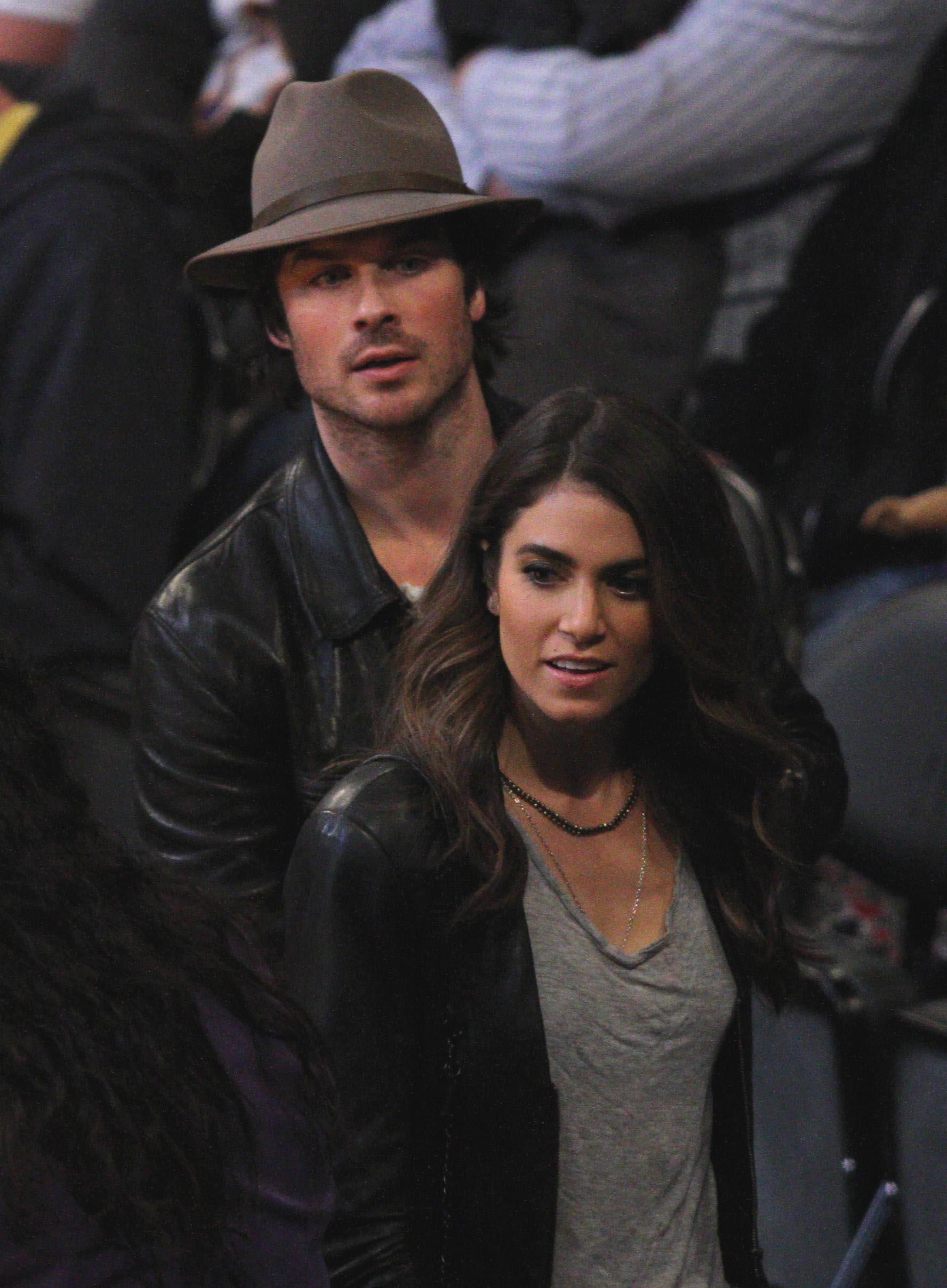 Ian Somerhalder and Nikki Reed spotted watching The Lakers at The Staples Center in LA