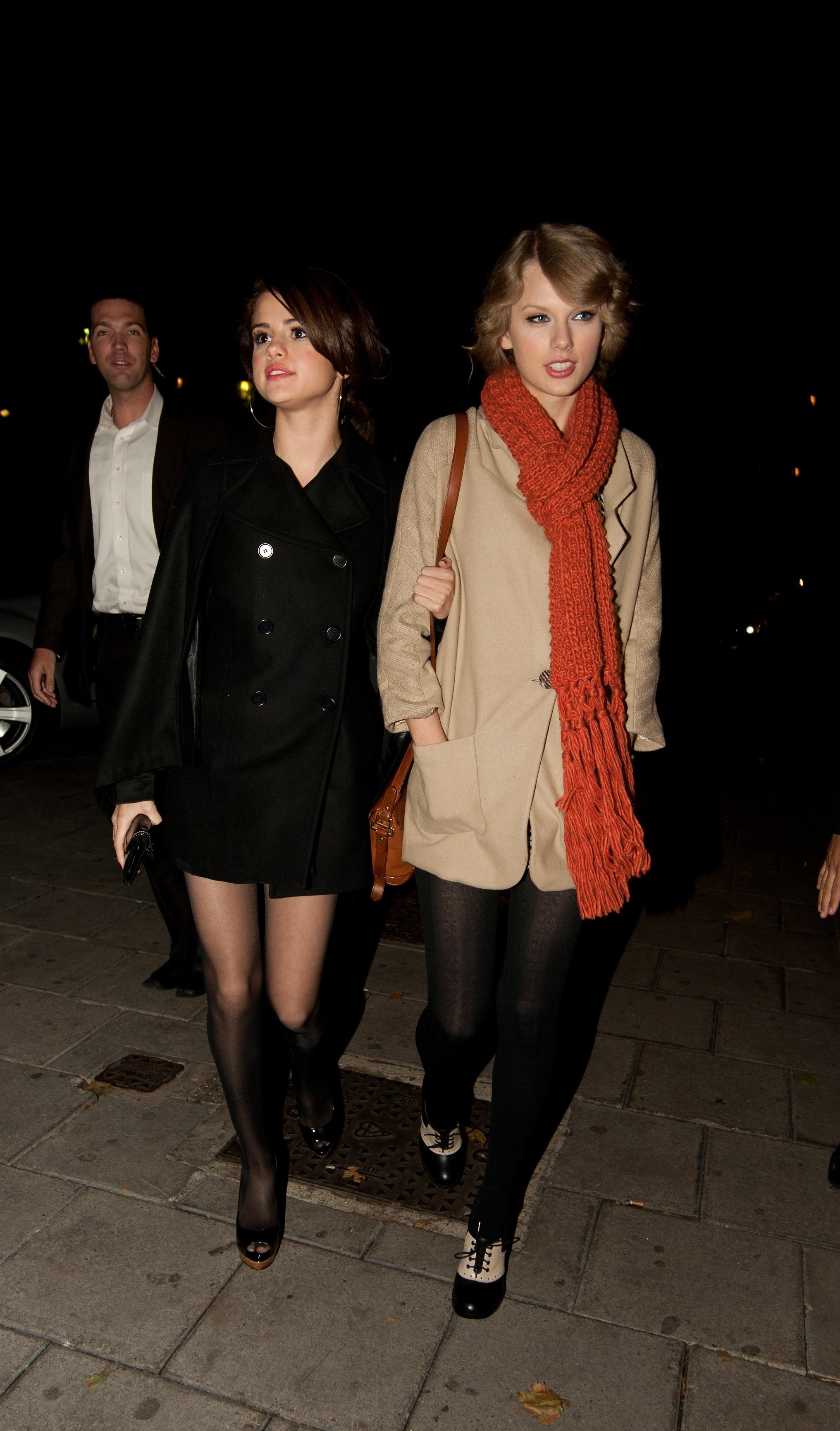 Taylor Swift and Selena Gomez take a walk through London, UK.