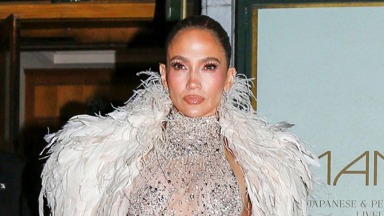 jlo stuns in lace dress and thong