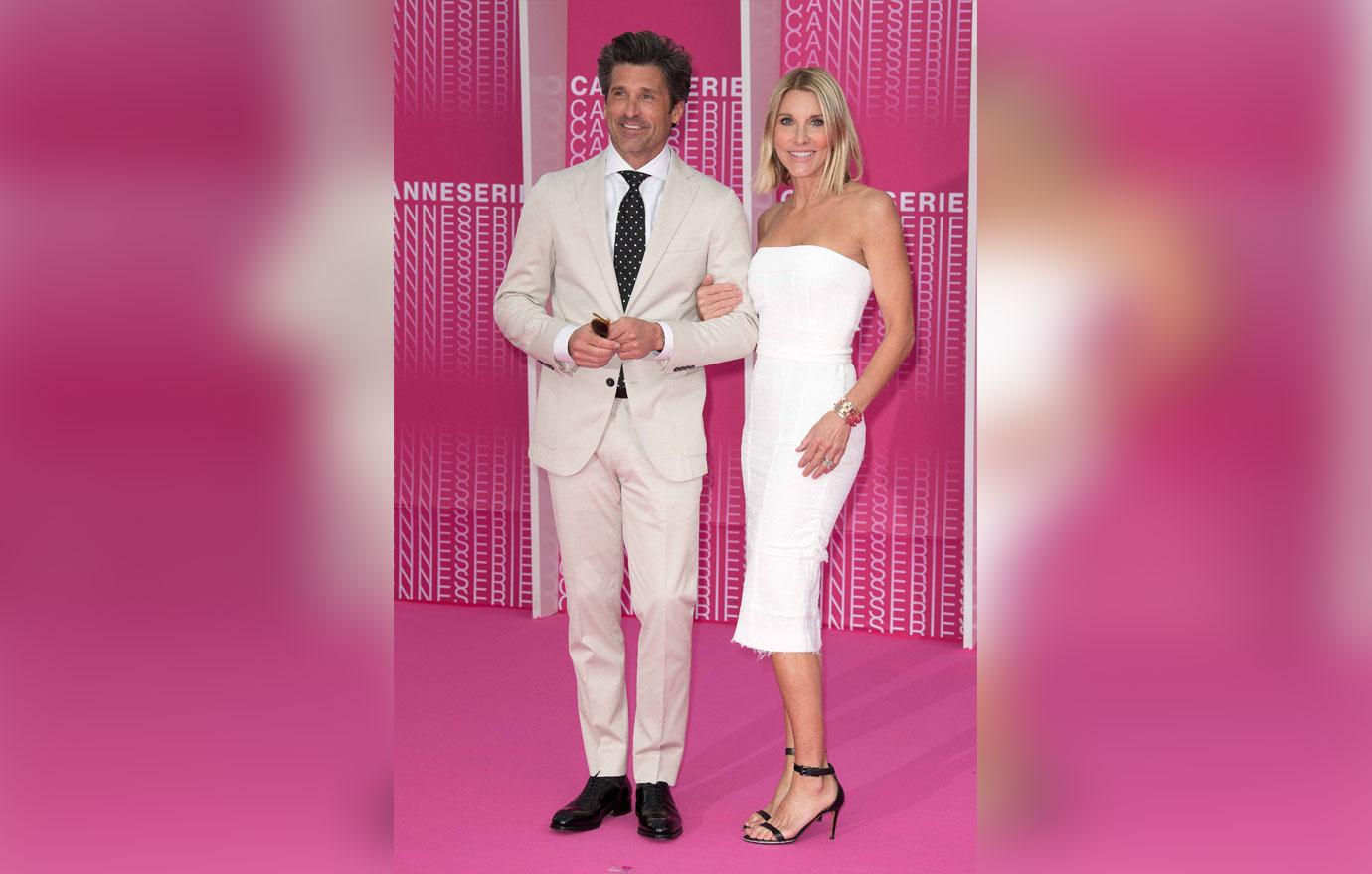 patrick dempsey and wife on pink carpet