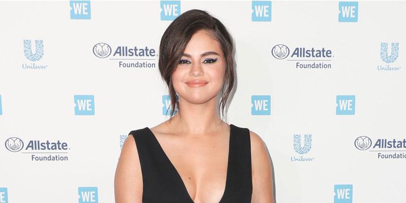 Selena Gomez In Black Dress On Red Carpet New Tattoo