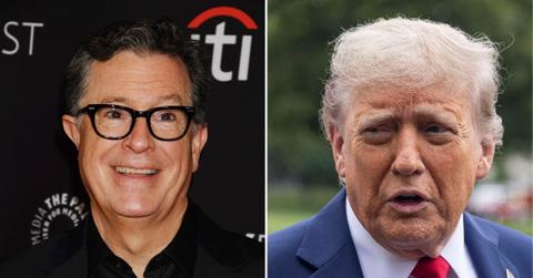 Composite photo of Stephen Colbert and Donald Trump