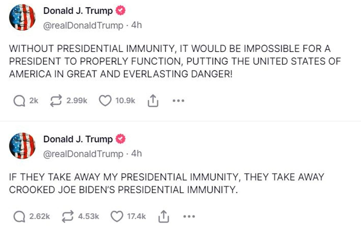 donald trump melts down presidential immunity everlasting danger