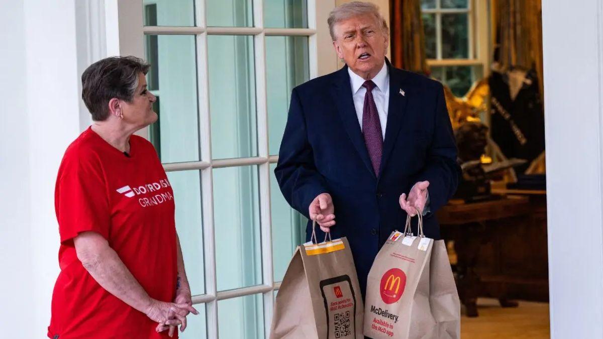 image of Donald Trump had McDonald's delivered to the White House on Monday, April 13.