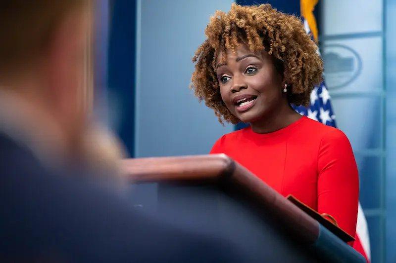 karine jean pierre scolds journalist implied sparking violence donald trump threat