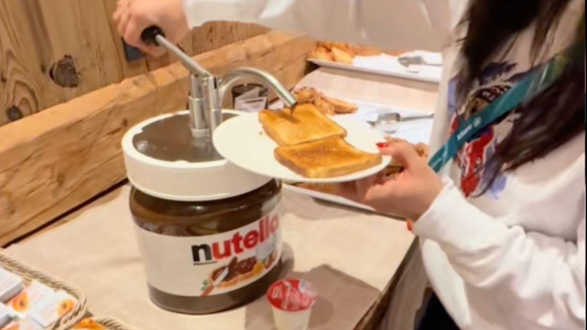 Image of TikTok users joked they ‘regret not training harder to become an Olympian’ after seeing the giant Nutella dispenser.