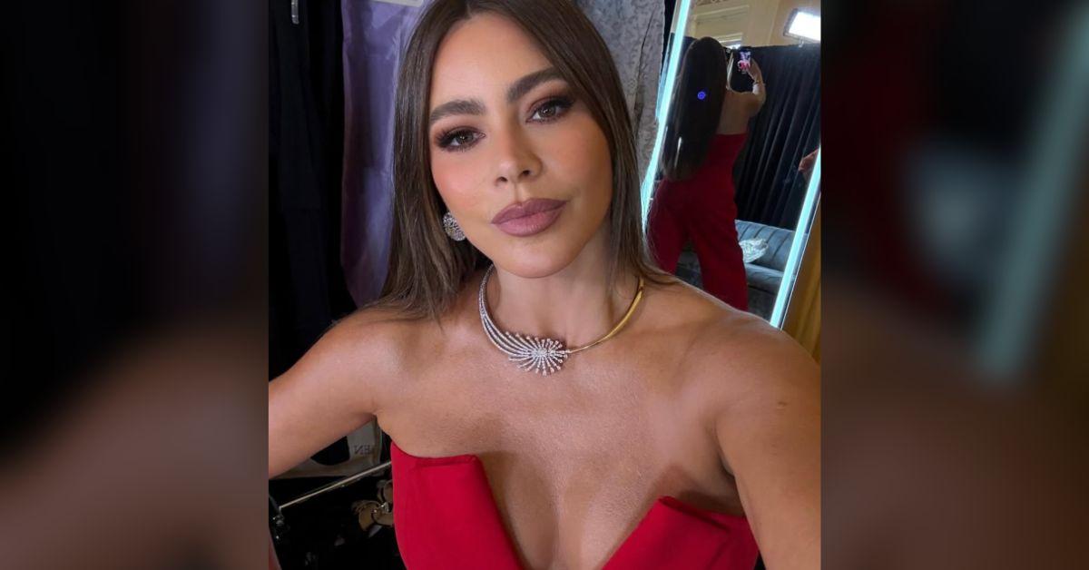 Image of Sofía Vergara turned heads in a fiery red jumpsuit.