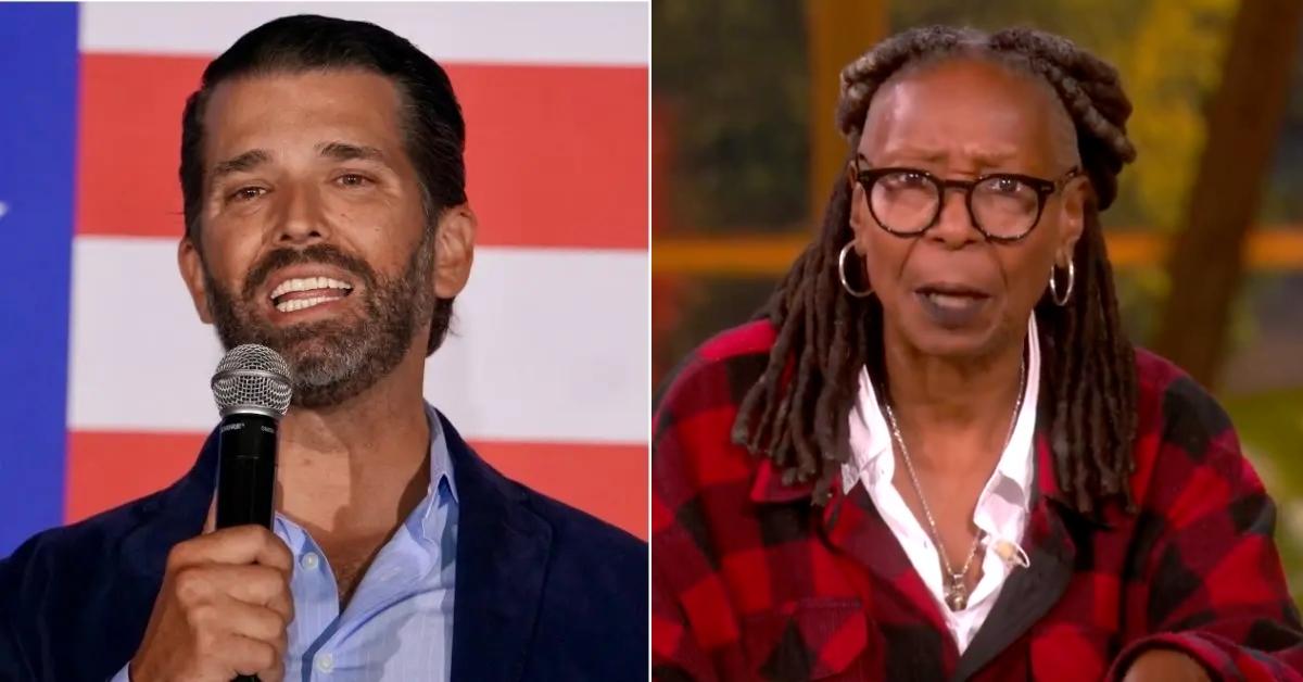 Split photo of Donald Trump Jr. and Whoopi Goldberg