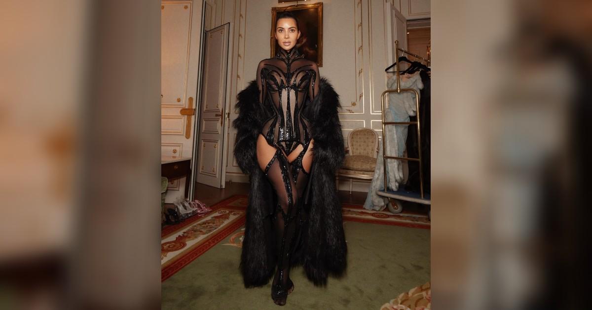image of Kim Kardashian looked gorgeous in the black dress. 