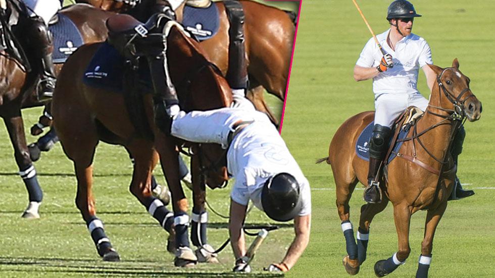 Prince harry fall head first charity polo match 09