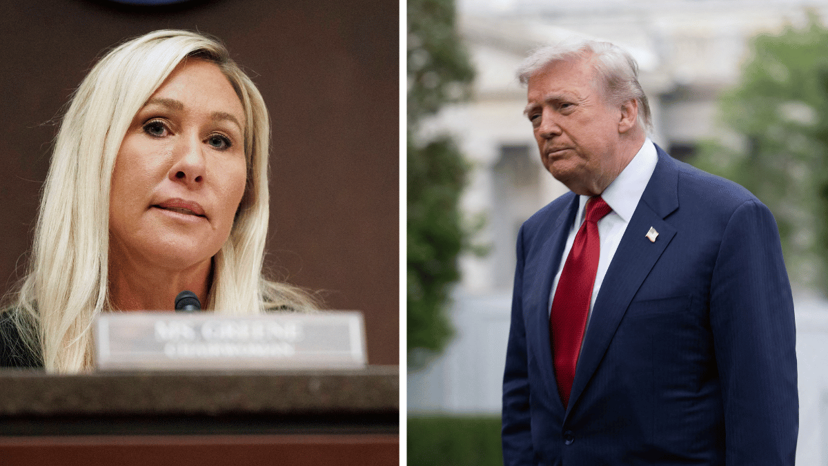 Image of Marjorie Taylor Greene is worried Donald Trump will use war as an excuse to cancel the 2028 election.