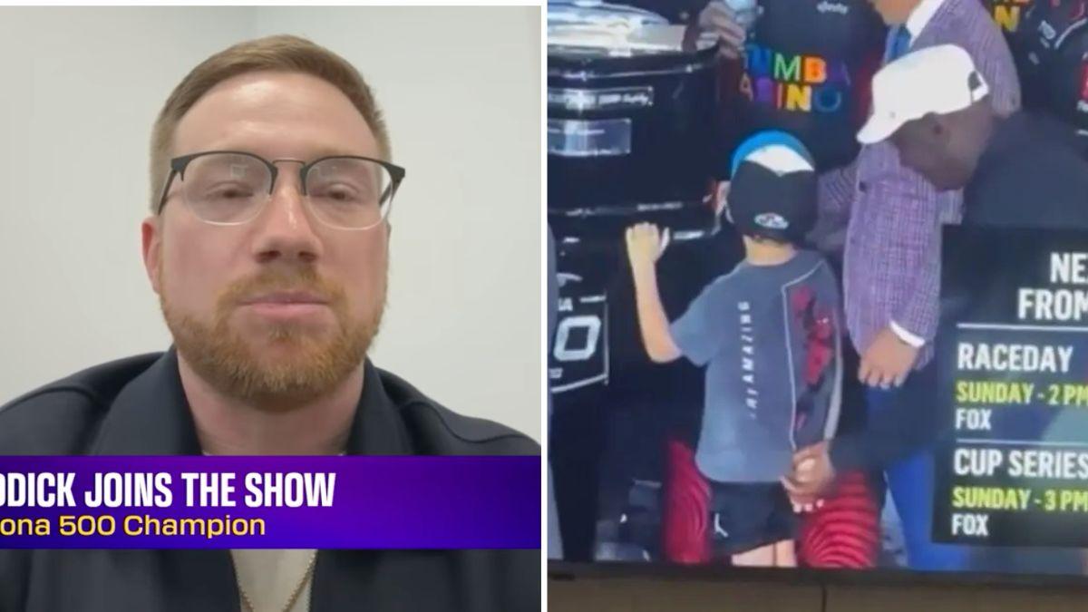 Composite photo of Tyler Reddick, his son and Michael Jordan