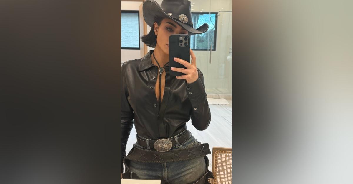 kim kardashian shirt unbuttoned chicago cowgirl themed birthday photos